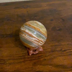 Large onyx sphere ball with stand